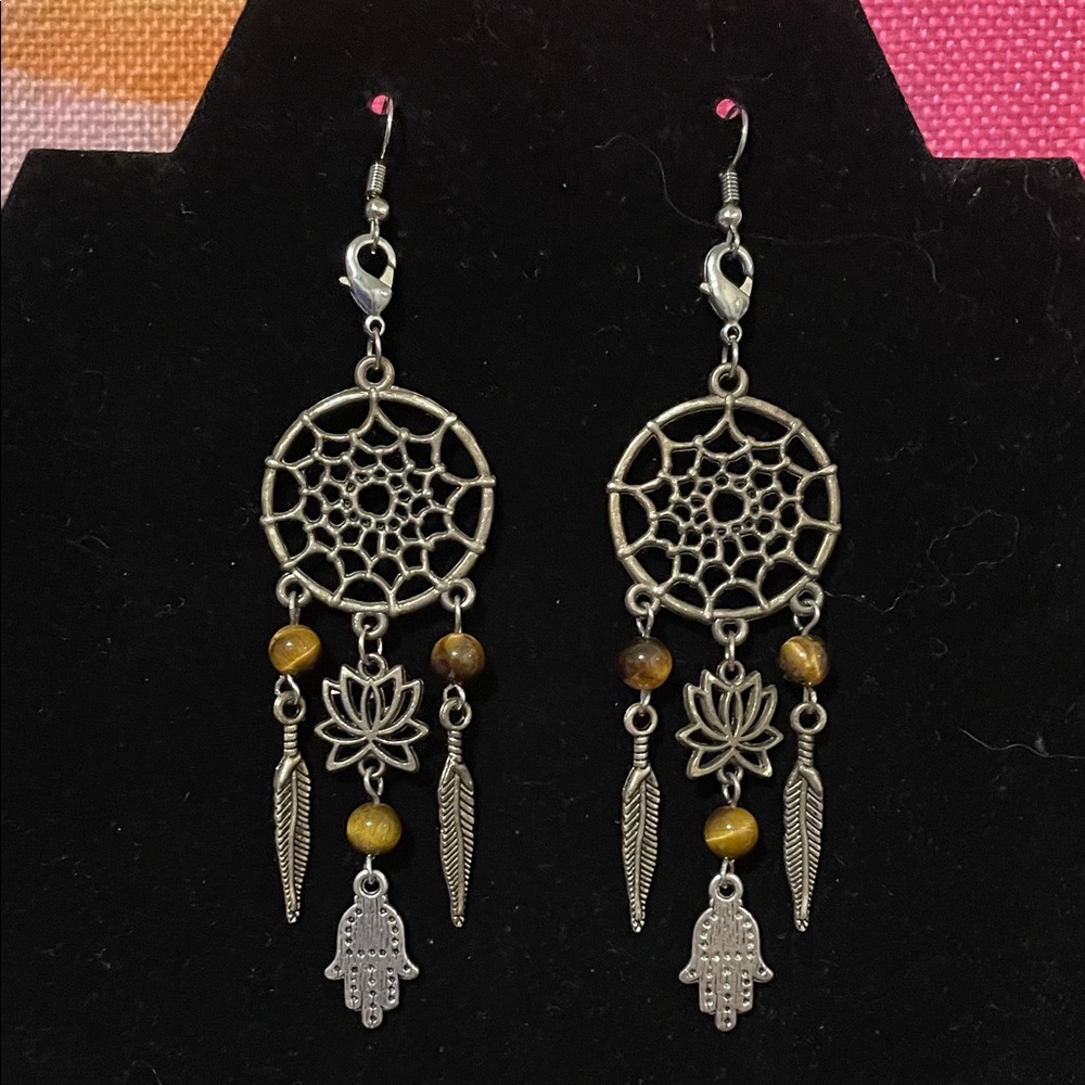 Artisan Silver and Gold Dreamcatcher Earrings